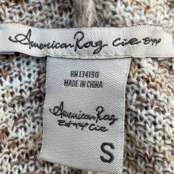 American Rag Oatmeal Brown Longline Loose Knit Open Front Cardigan-Sweater-S - Picture 14 of 15